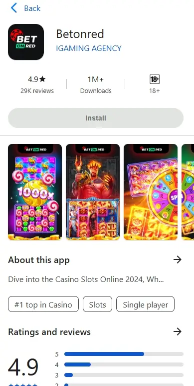 Stažení mobilní aplikace Betonred Casino