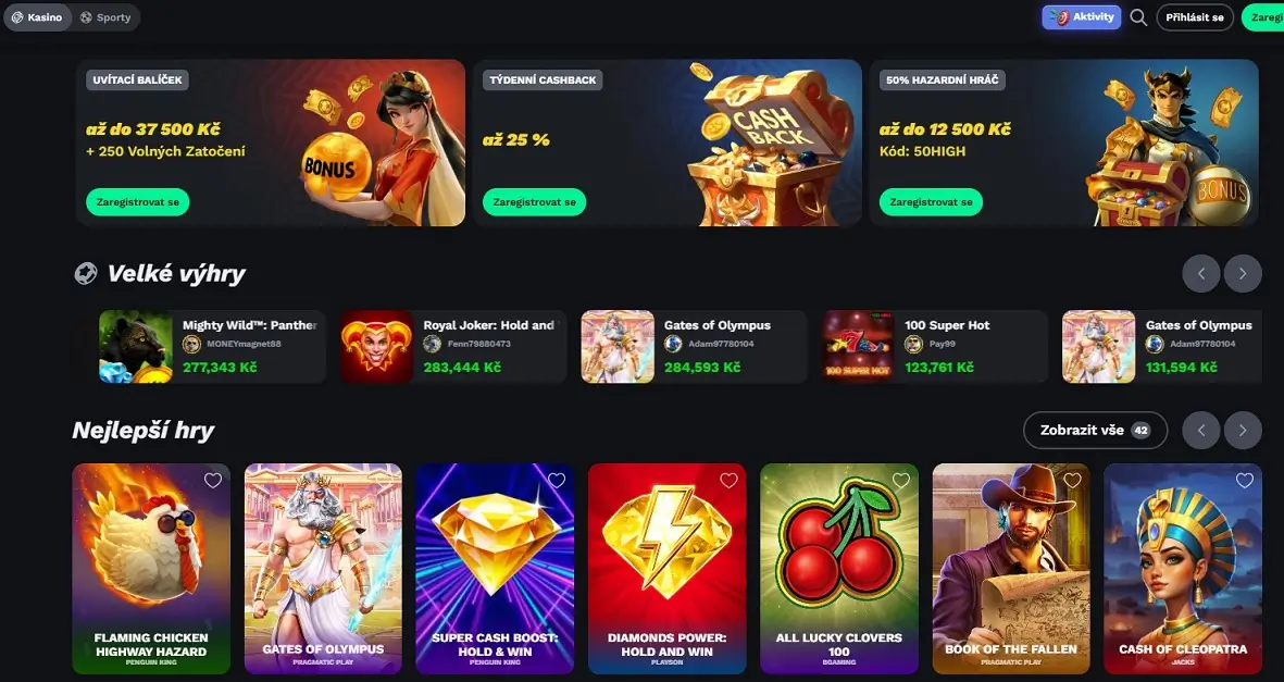 Stránka s hracími automaty Betonred Casino